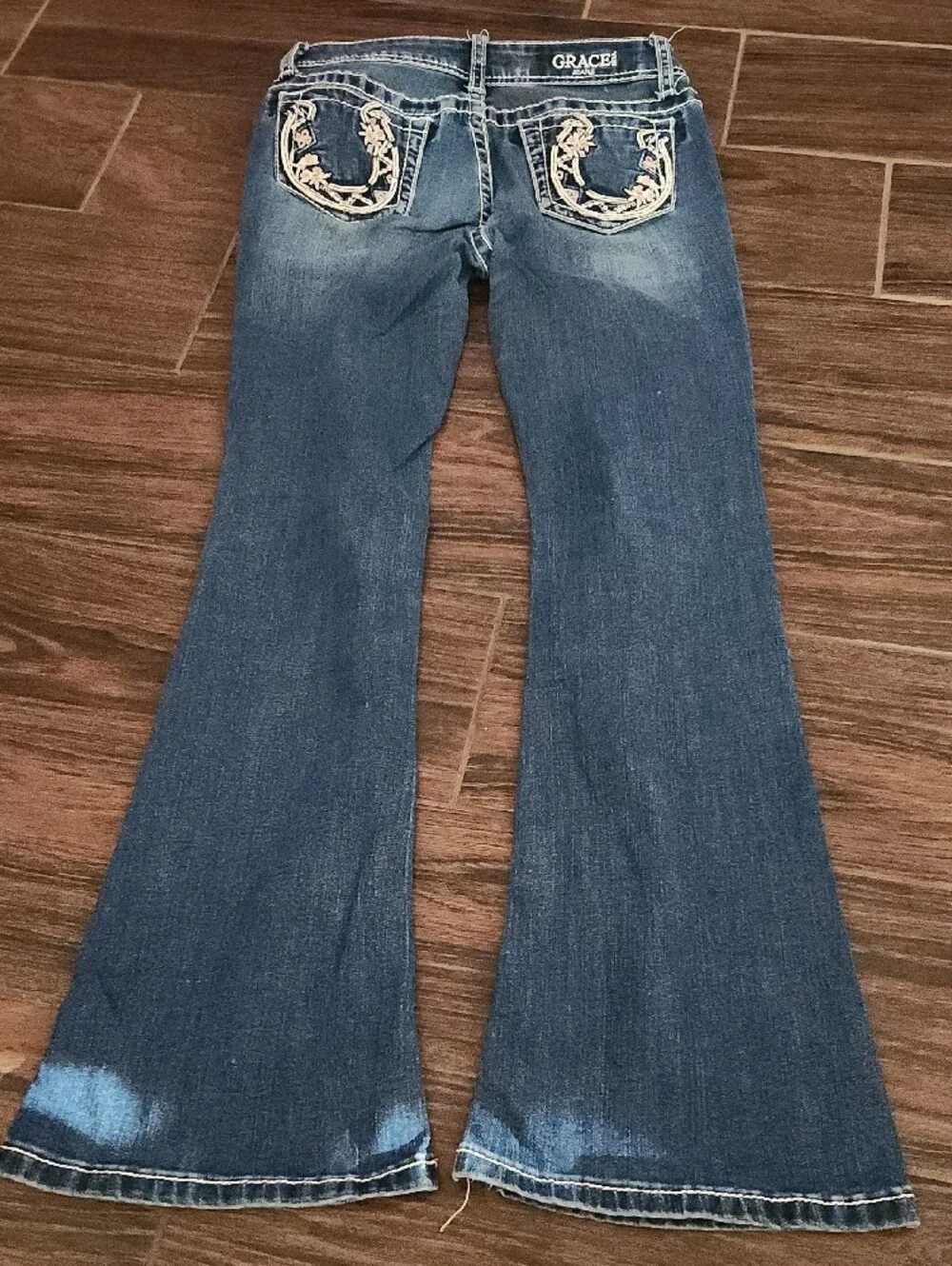 Grace in LA Medium Blue Flare Jeans for Girls